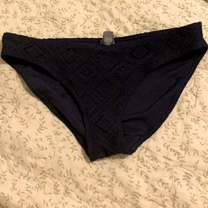 dark blue embroidered bikini bottom